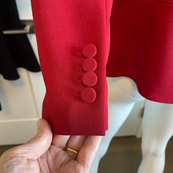 Judith & Charles Classic Double Breasted Notch Collar Wool Blazer Red Sz 12 - Picture 7 of 14
